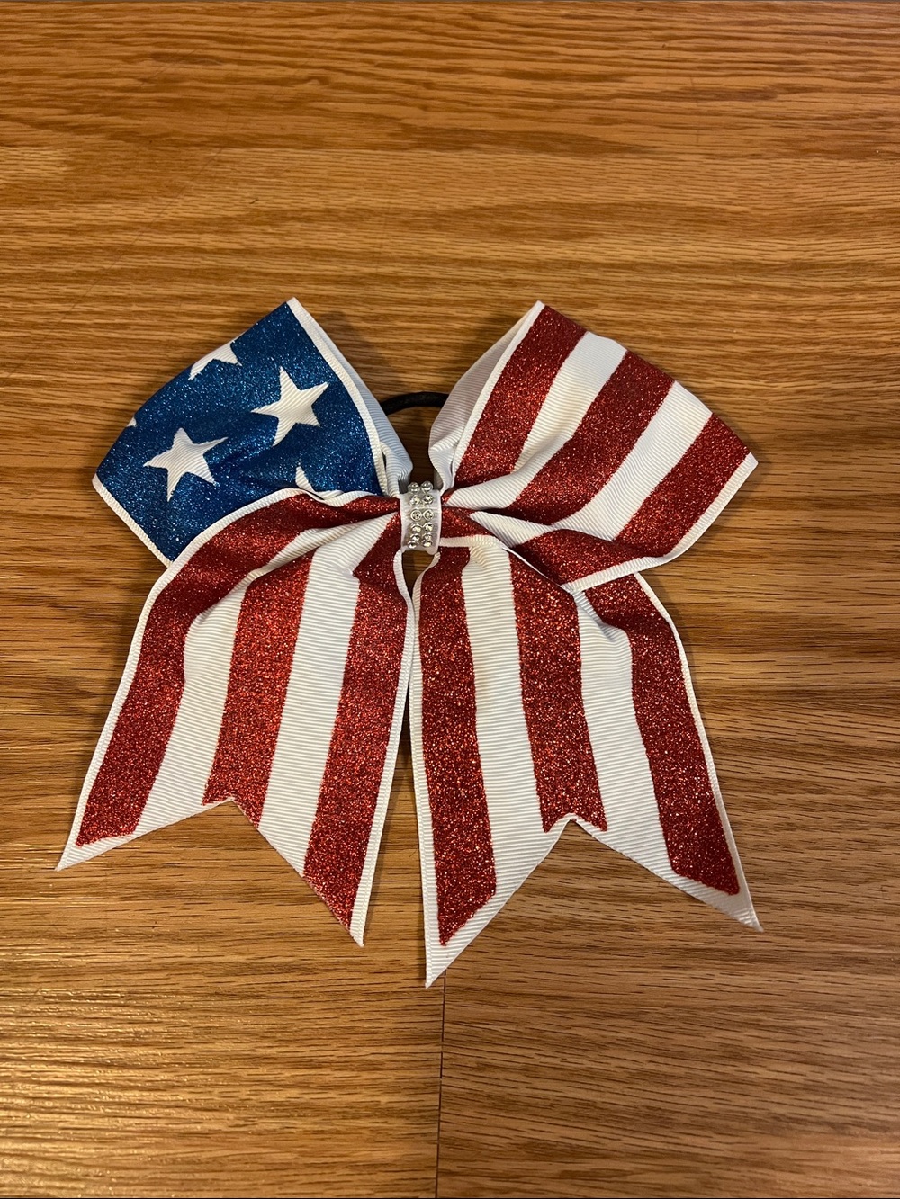 Patriotic Red White Blue Glitter Hair Bow